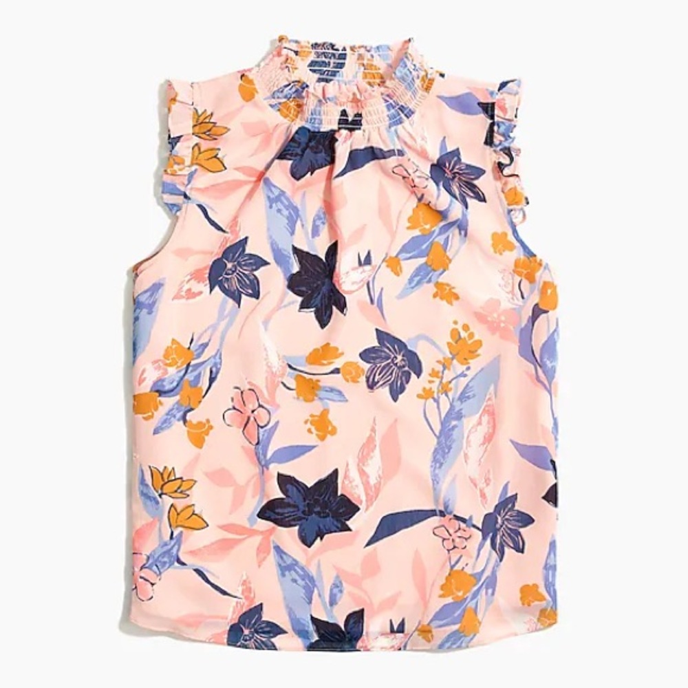 J Crew Factory Floral Mock Neck Shell Tank Top NWT